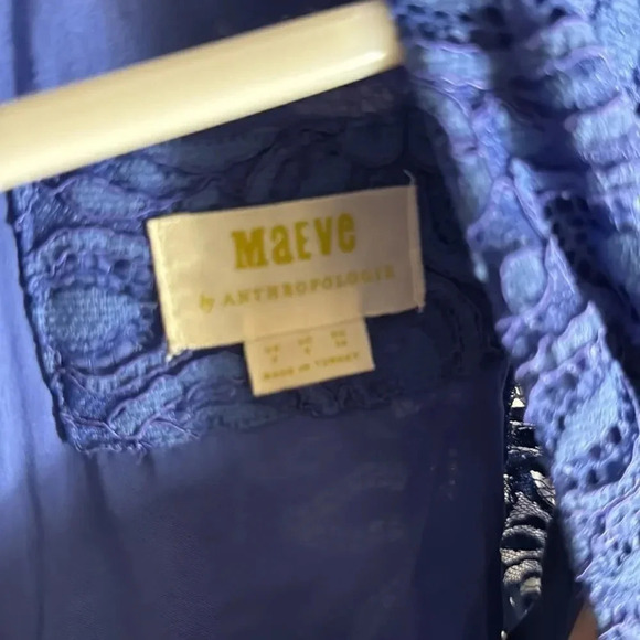 *Final Price* Maeve by Anthropologie Blue Lace Top US 2 NWOT Button Tie Front - Picture 2 of 6